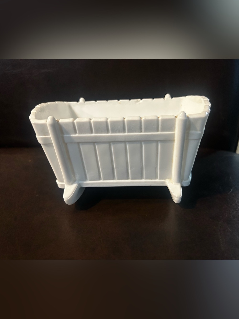 Vintage 1950's Indiana Milk Glass Baby Cradle Crib Bassinet Planter Candy Dish